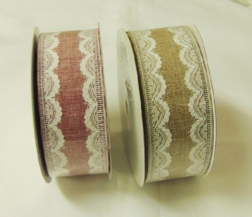Vintage szalag csipke szalaggal (3,8 cmx 10 m) natúr