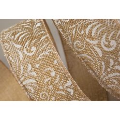 juta szalag v.natúr inda mintával, 3,8 cm x 7 yard 2414