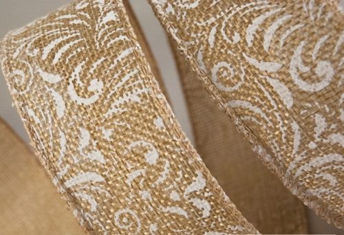 juta szalag v.natúr inda mintával, 3,8 cm x 7 yard 2414