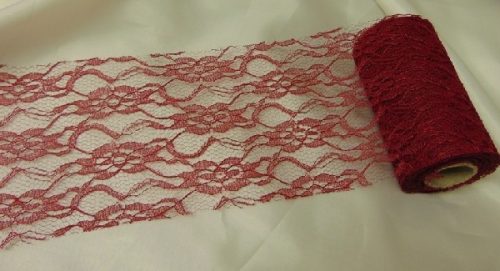 Csipke dekoranyag bordó (10 cm * 9,3 m)