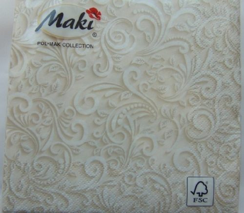 inda mintás szalvéta, 3 rétegű (20 db), bézs 