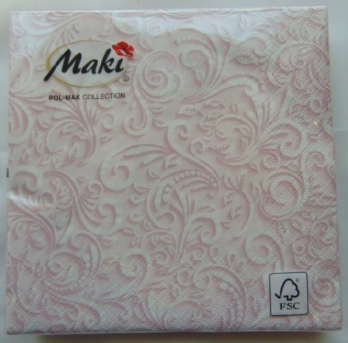 inda mintás szalvéta, 3 rétegű (20 db), púderrózsaszín