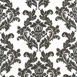   fehér alapon fekete mintás szalvéta (33x33), 3 rétegű, 20 db 