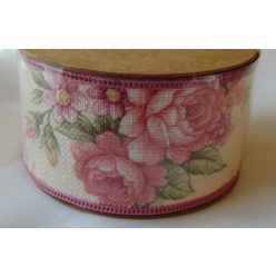 vintage szalag rózsa mintával (4 cm x 5 m)