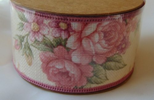 vintage szalag rózsa mintával (4 cm x 5 m)
