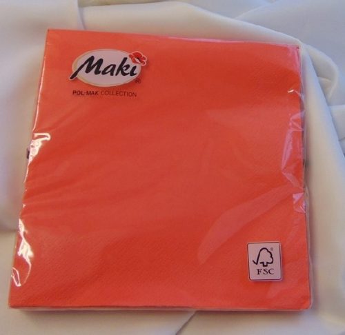 szalvéta 33*33, 3 rétegű korall (20 db)-0043