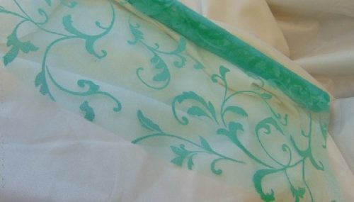 mentazöld inda mintás organza (47 cm * 5 m)