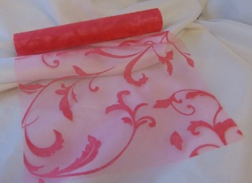 korall inda mintás organza (47 cm * 5 m)