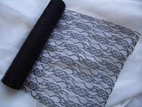 Csipke dekoranyag fekete (48 cm * 9,1 m)