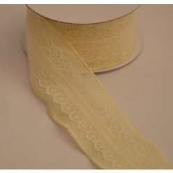 juta szalag csipkével, krém (4 cm x 4,5 m)