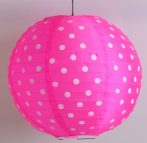 Pöttyös organza lampion 25 cm-s, pink