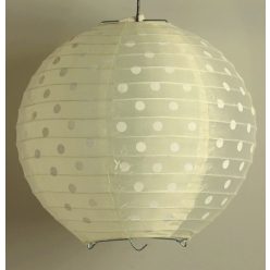 Pöttyös organza lampion 25 cm-s, krém