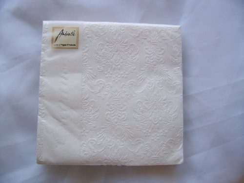 fehér (4925) dombornyomott desszert szalvéta 25*25 (15 db) AMB