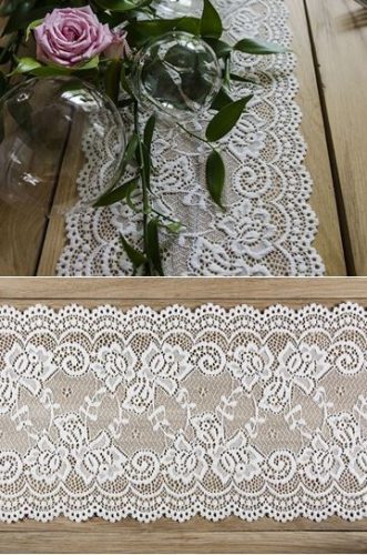 Csipke futó, ekrü, 15 cm x 9 m