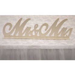 Mr. és Mrs. fatábla asztaldísz, fehér (50*15 cm)