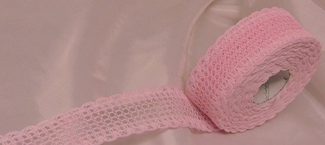 horgolt csipke szalag (4 cm * 10 m) rózsaszín-1058