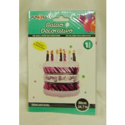 Happy birthday torta fólia lufi, 88 cm-(219348)