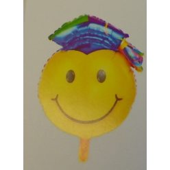 ballagási fólia lufi , kalapos smiley (70 cm)