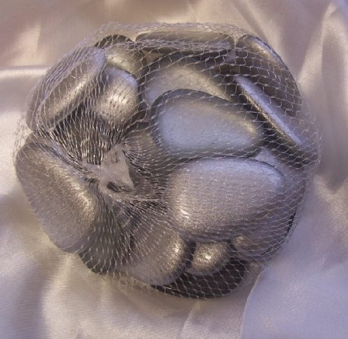 dekorkő,dekorkavics, 4 cm-s ( kb. 25 db) ezüst