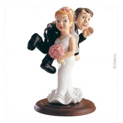 esküvői tortadísz, hátán cipelős (14 cm)-305174