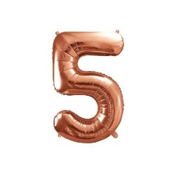 óriás szám fólia léggömb "5", rosegold