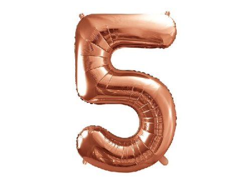 óriás szám fólia léggömb "5", rosegold