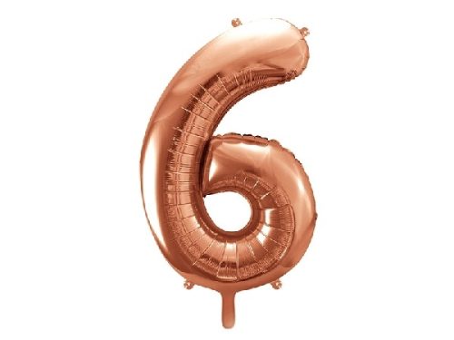 óriás szám fólia léggömb "6", rosegold