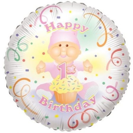 Happy 1. Birthday !fólia lufi (45 cm) rózsaszín-17650