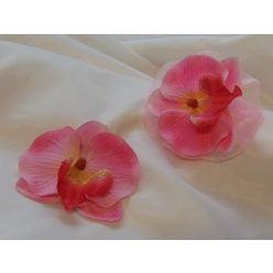 rózsaszín orchidea szett ( csuklódísz + kitűző)
