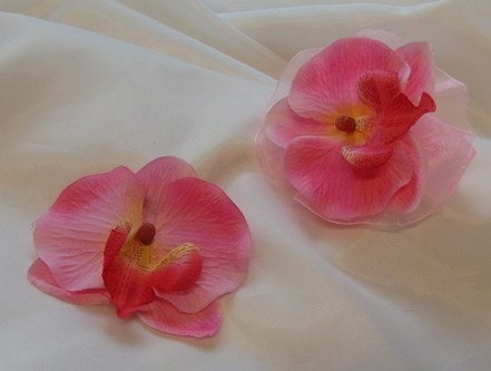 rózsaszín orchidea szett ( csuklódísz + kitűző)
