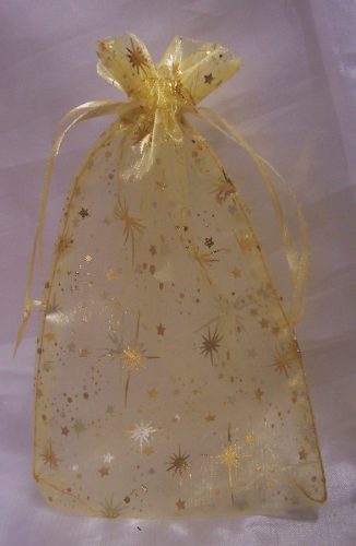 organza tasak arany, csillagos (23*18cm)-24 db