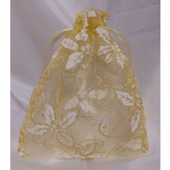 organza tasak arany, fehér mintával (23*18cm)-24 db