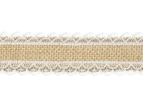 Juta szalag, szélén csipkével (4 cm * 5 m)