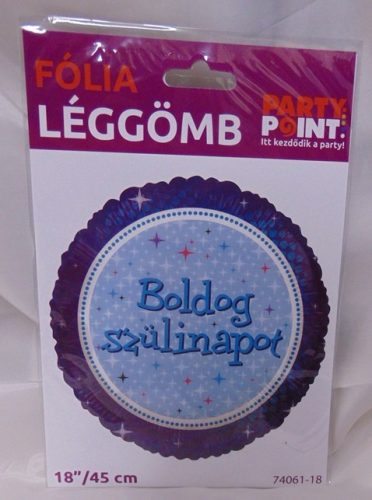 Boldog születésnapot fólia lufi, kék (45 cm)