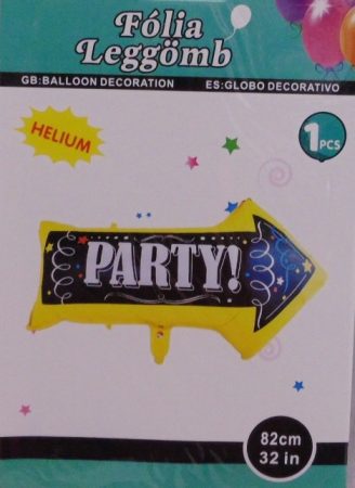 Party felirat fólia lufi (82 cm)