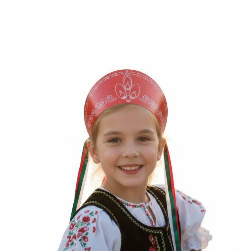 Hagyományőrző népi papír párta nemzeti szalaggal – Ünnepi fejfedő nemzeti ünnepre