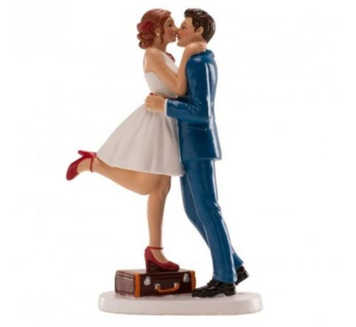 Nászpár tortadísz, utazós (16 cm)-305073