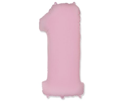 1. szám fólia lufi (35 cm), rózsaszín