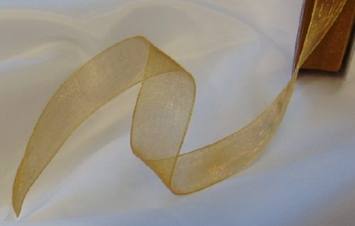 organza szalag 1,5 cm x 22,86 m, arany (014)