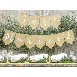 Just Married óriás, juta felirat (23*185 cm)-GRL42