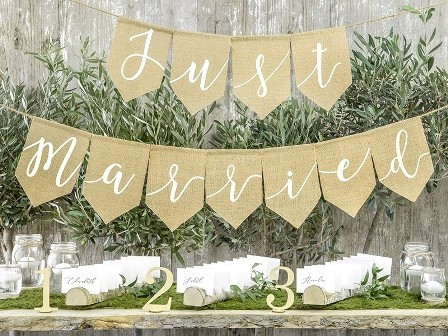 Just Married óriás, juta felirat (23*185 cm)-GRL42