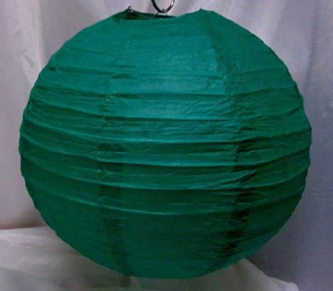 sötétzöld papír lampion gömb 30 cm-es