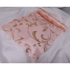   dekorselyem asztali futó indás glitteres, rosegold (25 cm * 5 m)-1702