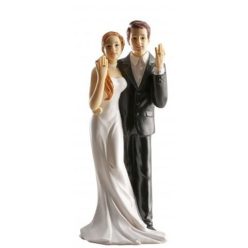 esküvői tortadísz, gyűrűs nászpár (16 cm)-305043