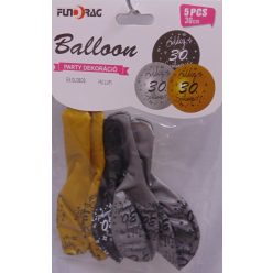   Boldog 30. születésnapot arany, ezüst, fekete (30 cm-s)-5 db-607193