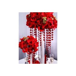 Kristály girland ,piros (1 m) 