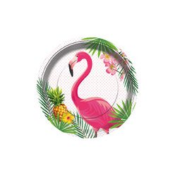 Flamingós papírtányér, 23 cm (8 db)