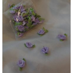 szatén rózsafej levélkével, v.lila (kb. 50 db)