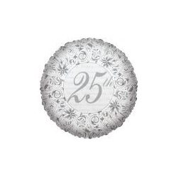 25. ezüst évszámos fólia lufi (45 cm) 