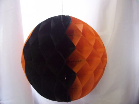 halloween papír gömb lampion 25 cm, narancs-fekete-E-64036
